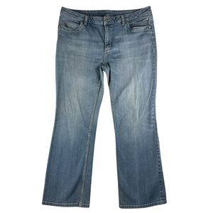 Vintage Harley Davidson Womens Flare Bootcut Jeans Logo Blue Size 16 Medium Wash